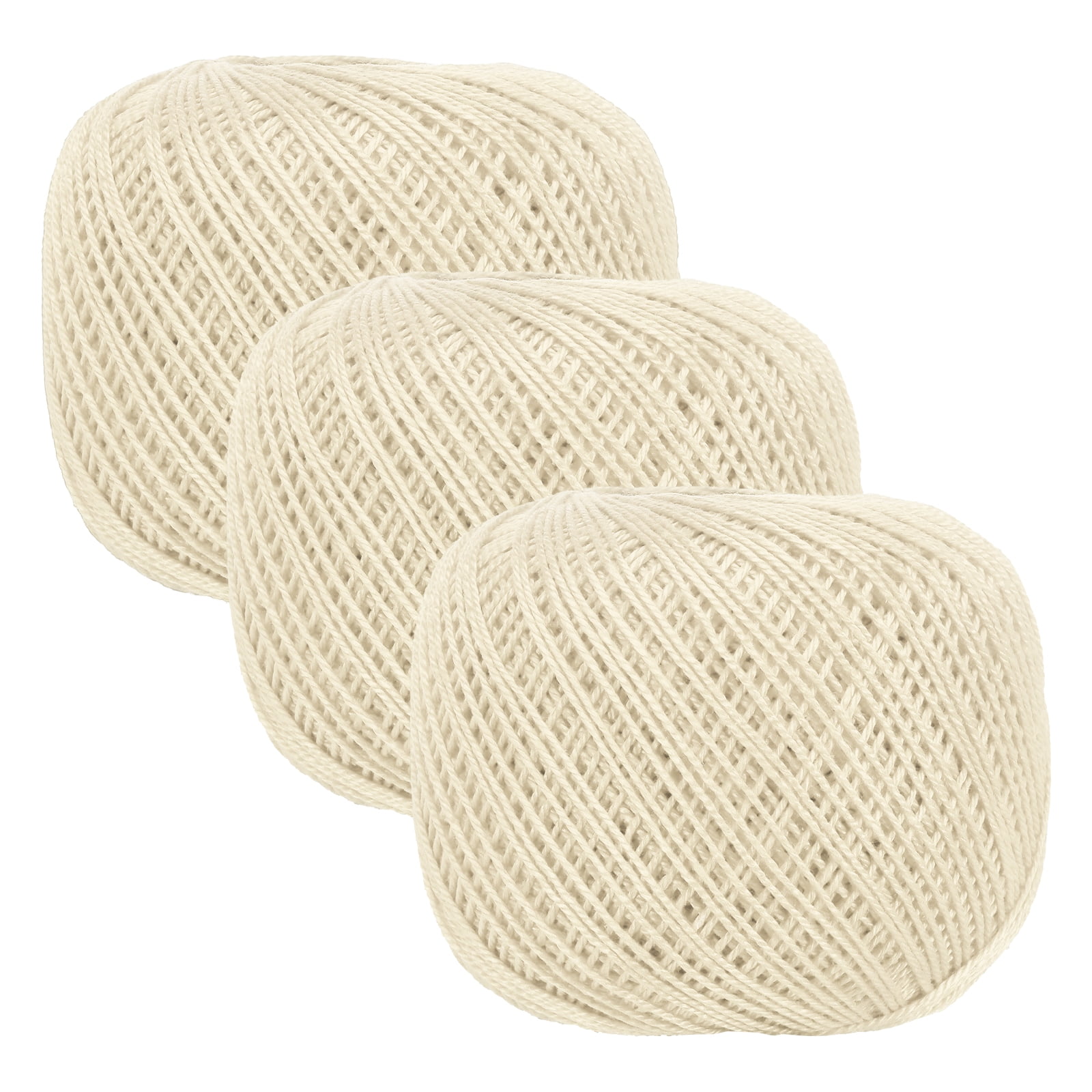 3 Rolls 164 Yards Size 3 Beige Pearl Cotton Crochet Thread Lace Weight Yarn Tatting Thread for Crocheting Knitting Embroidery Sewing