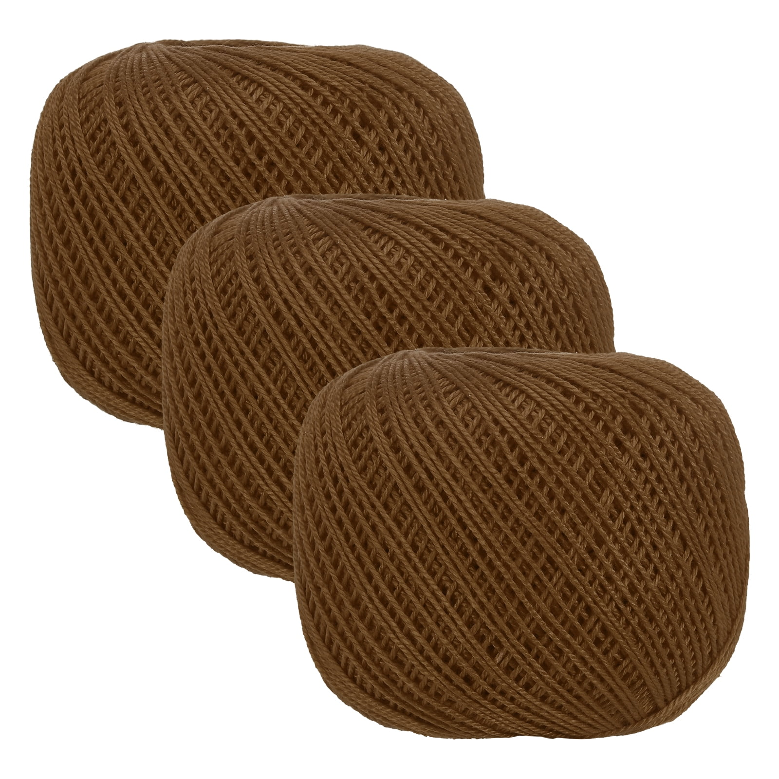 3 Rolls 164 Yards Size 3 Brown Pearl Cotton Crochet Thread Lace Weight Yarn Tatting Thread for Crocheting Knitting Embroidery Sewing