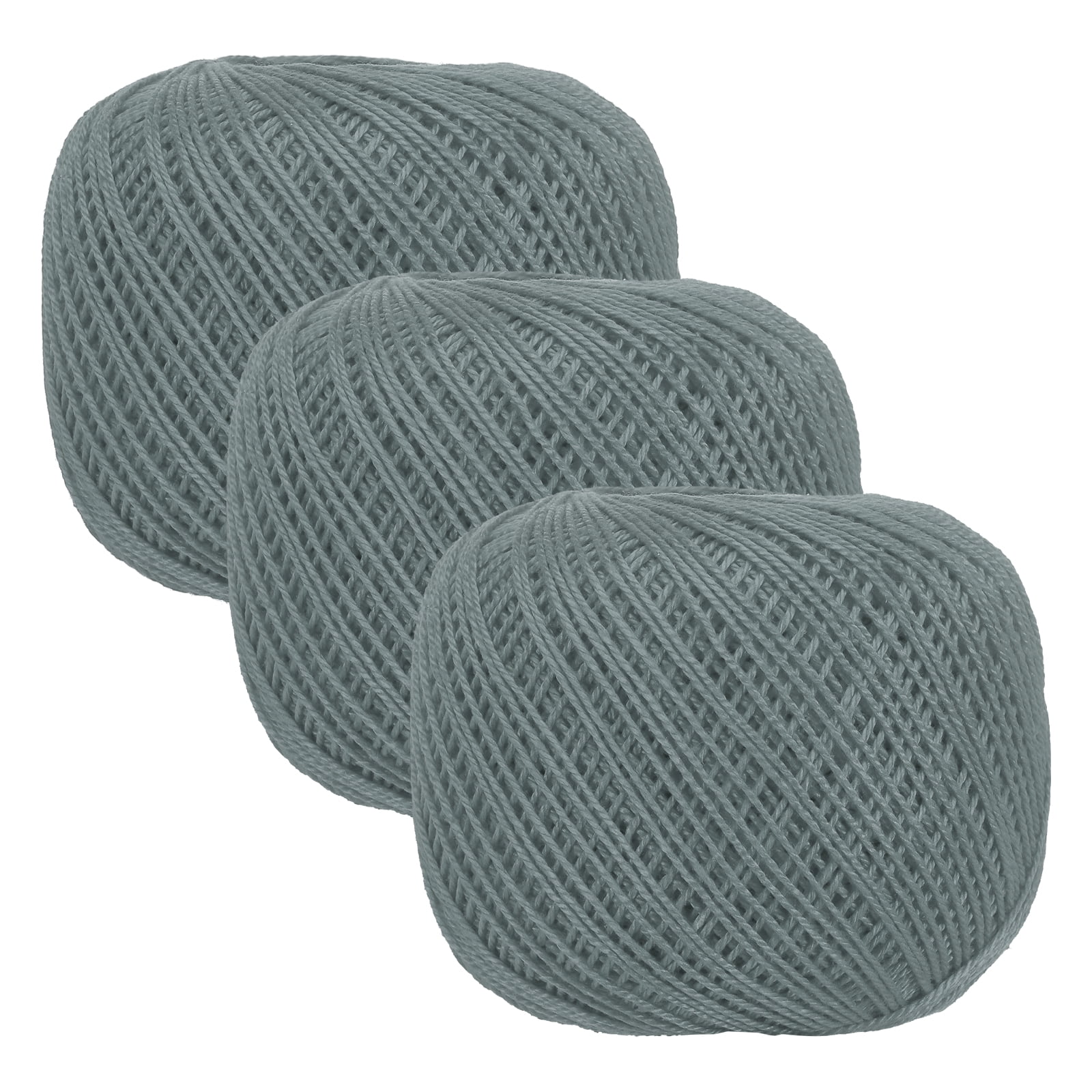 3 Rolls 164 Yards Size 3 Dark Gray Pearl Cotton Crochet Thread Lace Weight Yarn Tatting Thread for Crocheting Knitting Embroidery Sewing