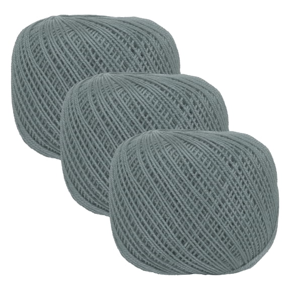 3 Rolls 164 Yards Size 3 Dark Gray Pearl Cotton Crochet Thread Lace Weight Yarn Tatting Thread for Crocheting Knitting Embroidery Sewing
