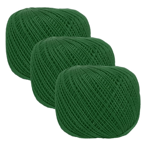 3 Rolls 164 Yards Size 3 Green Pearl Cotton Crochet Thread Lace Weight Yarn Tatting Thread for Crocheting Knitting Embroidery Sewing