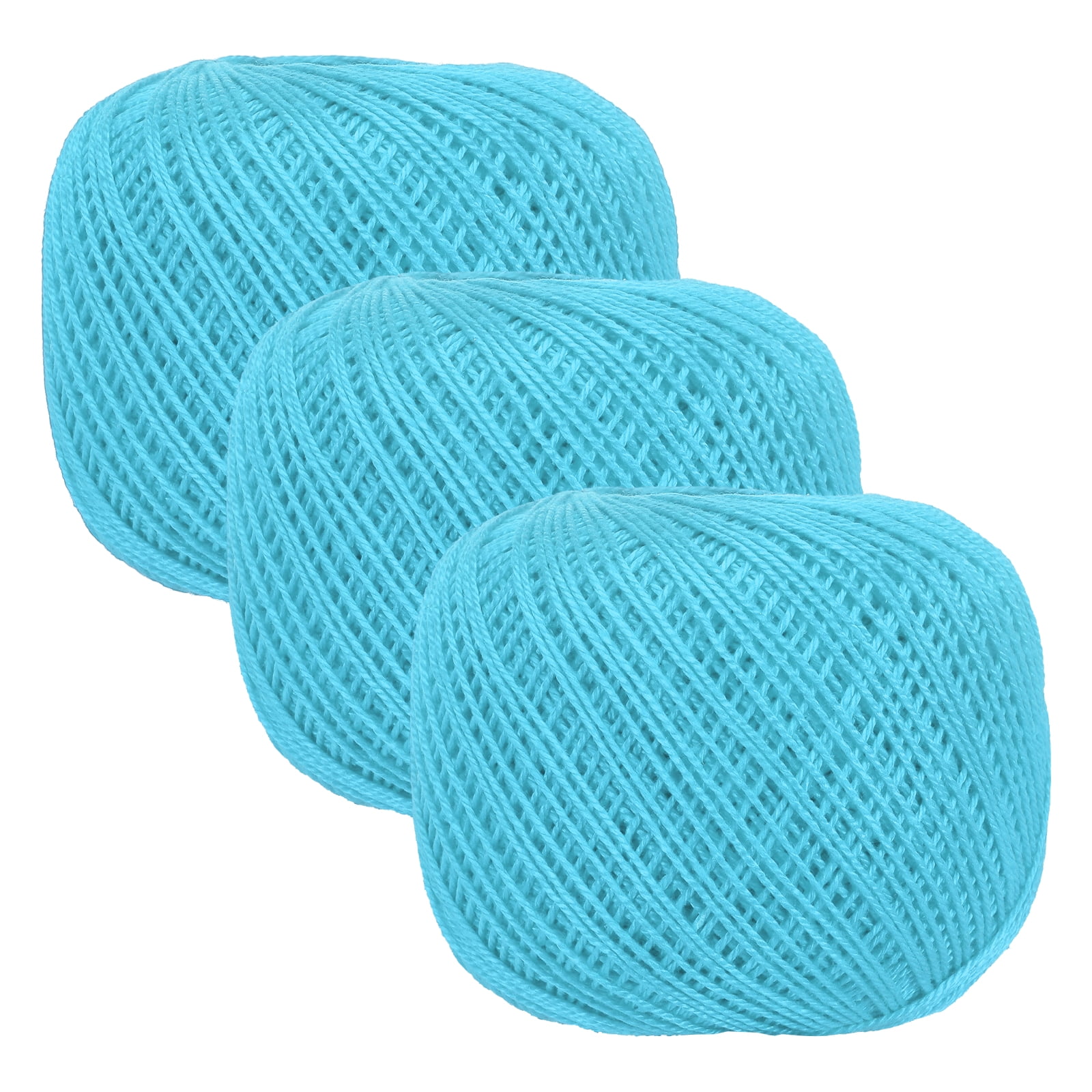 3 Rolls 164 Yards Size 3 Lake Blue Cotton Crochet Thread Lace Weight Yarn Tatting Thread for Crocheting Knitting Embroidery Sewing