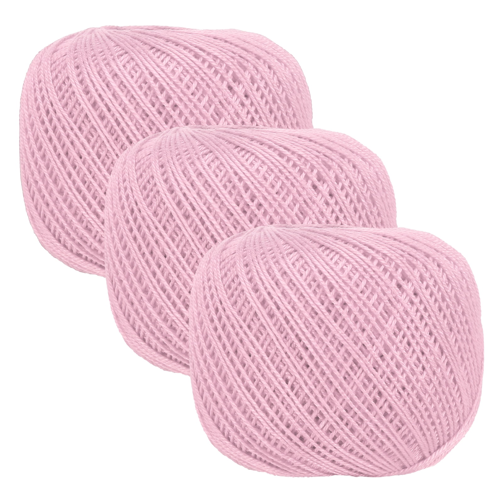 3 Rolls 164 Yards Size 3 Pink Pearl Cotton Crochet Thread Lace Weight Yarn Tatting Thread for Crocheting Knitting Embroidery Sewing
