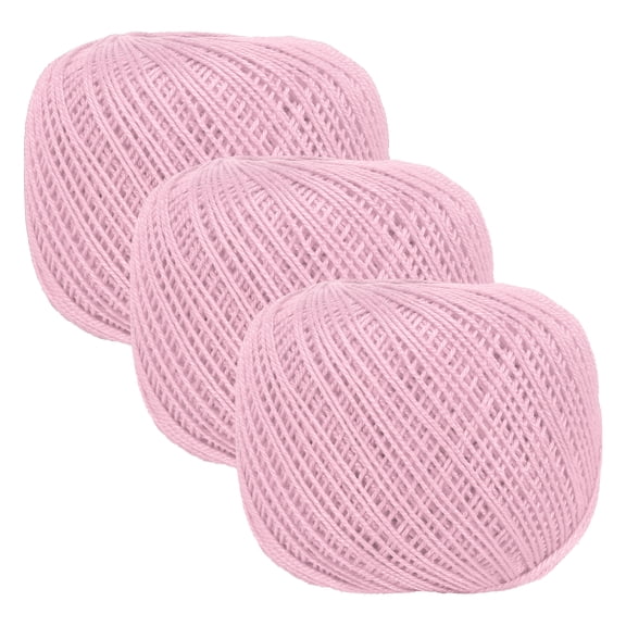 3 Rolls 164 Yards Size 3 Pink Pearl Cotton Crochet Thread Lace Weight Yarn Tatting Thread for Crocheting Knitting Embroidery Sewing