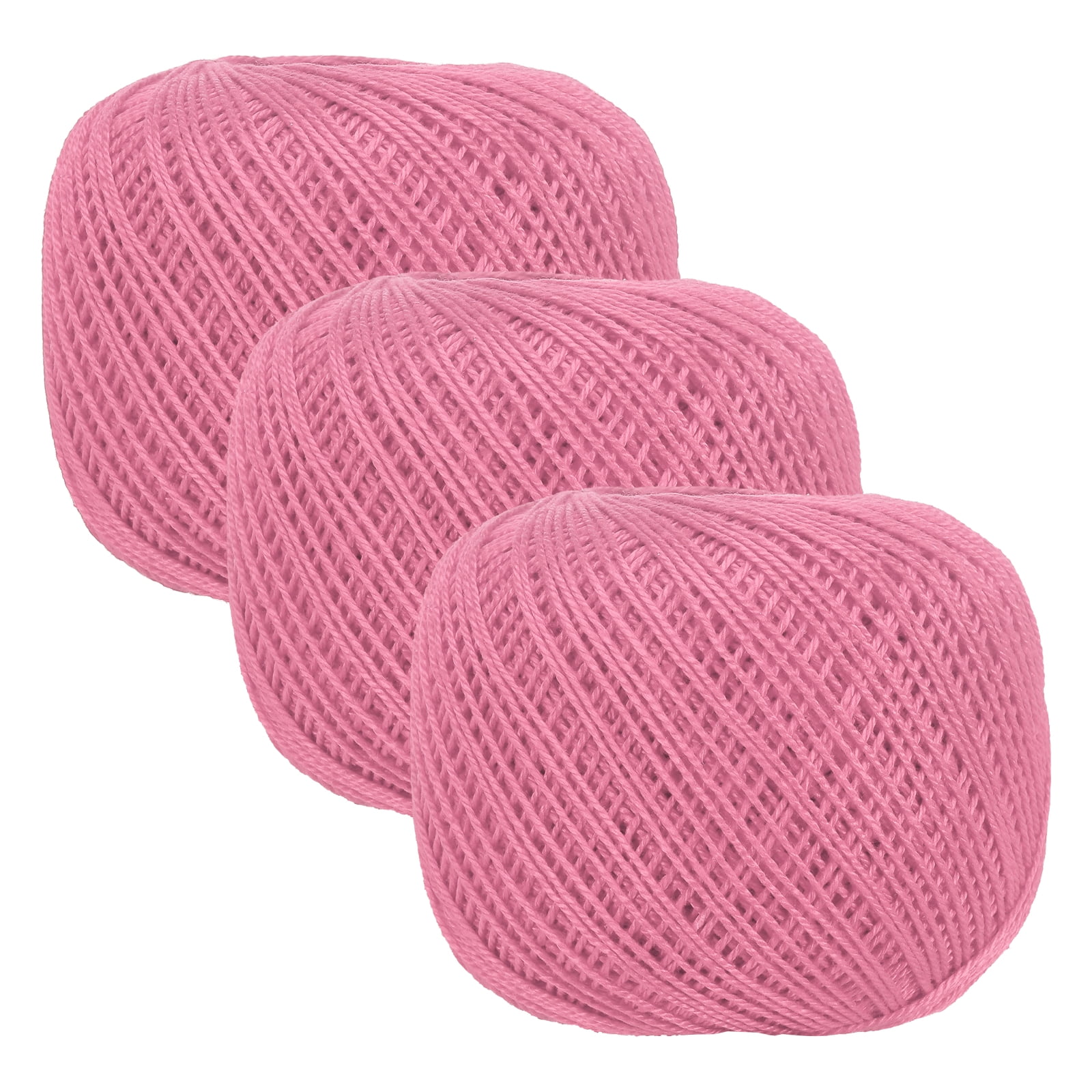 3 Rolls 164 Yards Size 3 Pure Pink Pearl Cotton Crochet Thread Lace Weight Yarn Tatting Thread for Crocheting Knitting Embroidery Sewing