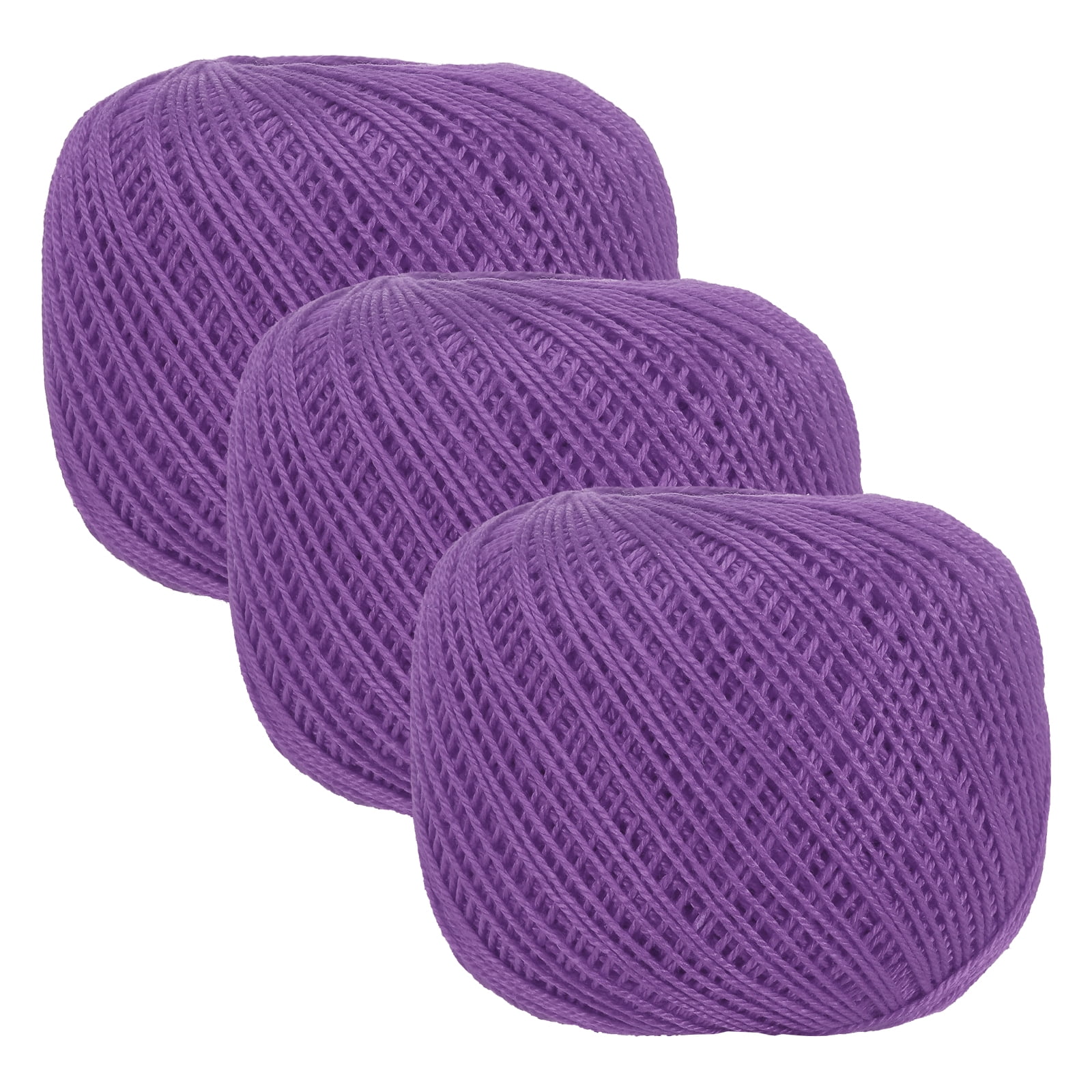 3 Rolls 164 Yards Size 3 Purple Pearl Cotton Crochet Thread Lace Weight Yarn Tatting Thread for Crocheting Knitting Embroidery Sewing
