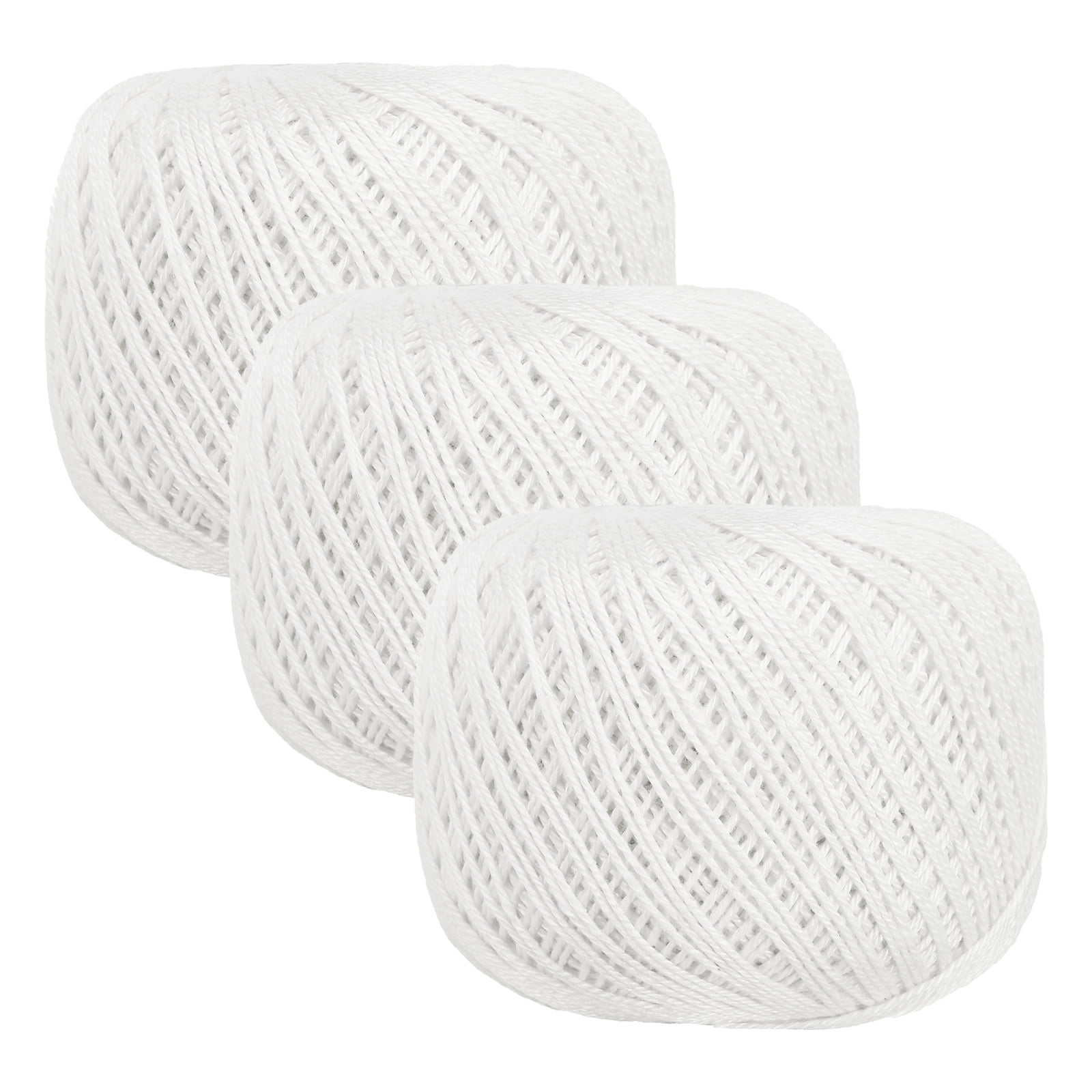 3 Rolls 164 Yards Size 3 White Pearl Cotton Crochet Thread Lace Weight Yarn Tatting Thread for Crocheting Knitting Embroidery Sewing