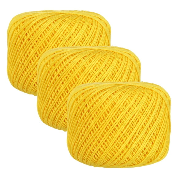3 Rolls 164 Yards Size 3 Yellow Pearl Cotton Crochet Thread Lace Weight Yarn Tatting Thread for Crocheting Knitting Embroidery Sewing