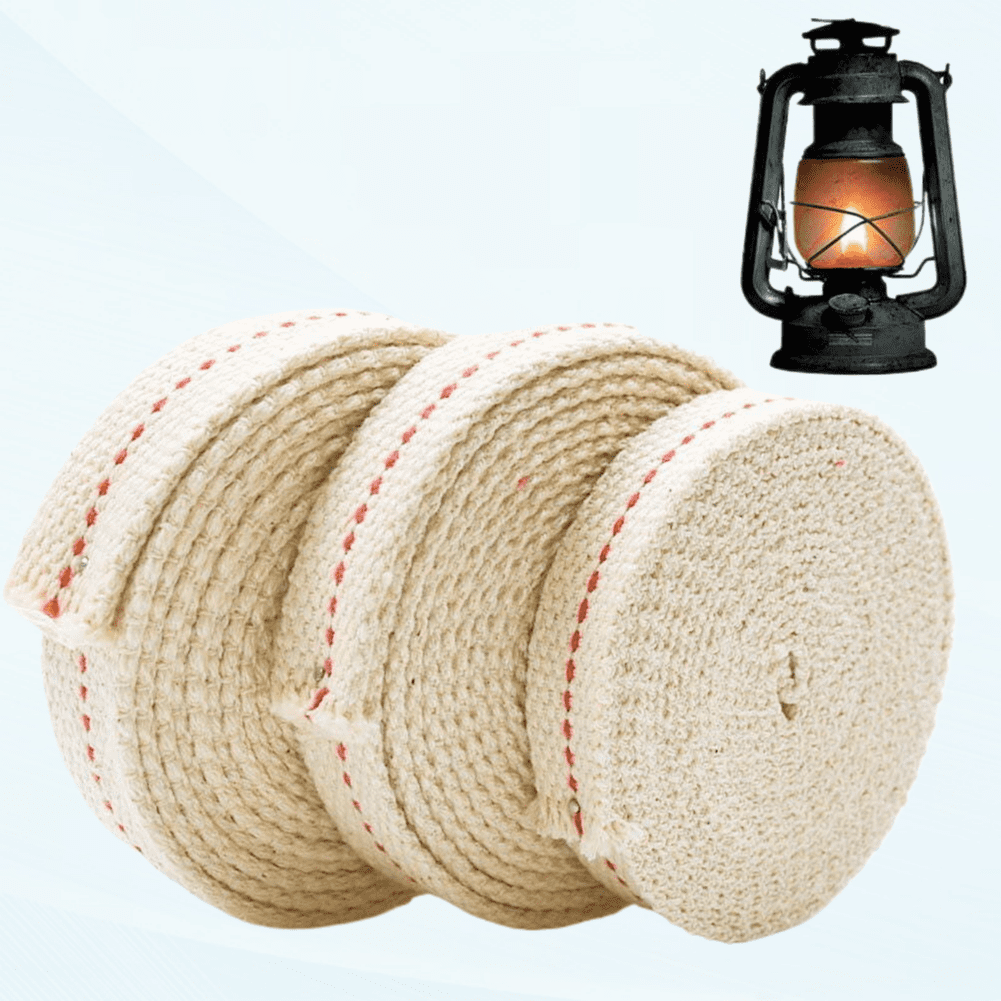 3 Rolls 19.5 Foot Oil Lamp Cotton Flat Wick 100% Cotton for Oil Lamps or Paraffin Oil and Kerosene Based Lanterns (1/2 '',3/4''\u0026 7/8 '',6.5 Feet per Roll)