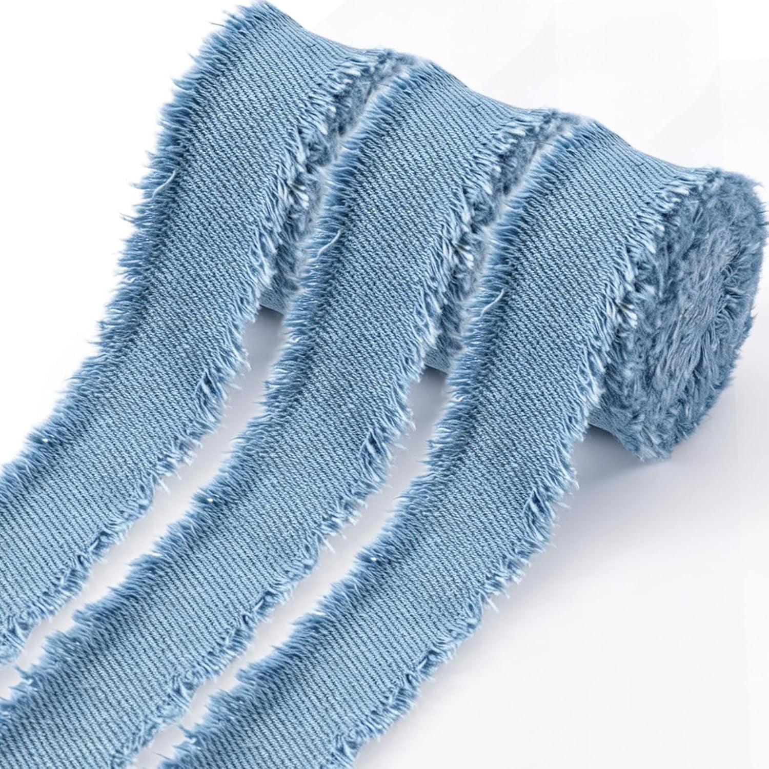 3 Rolls 2 Yards Denim Ribbon, Light Blue Jean Fabric Ribbons - Walmart.com