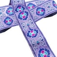 thumbnail image 1 of 3 Rolls 22.32 Yards 1 1/4 Inch Purple Embroidered Ribbon Ethnic Jacquard Fabric Ribbons Trimming Polyester Floral Woven Trim Tape for Sewing Making Crafts Cloth Curtain Home Decor Diy Supply, 1 of 5