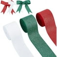 thumbnail image 1 of 3 Rolls 3 Colors about 13.1 Yards Christmas Glitter Wired Ribbon Sparkle Ribbon Metallic Fabric Ribbon Gift Wrapping Ribbon for Xmas Wedding Birthday Party Craft Decoration, 1 of 9