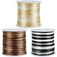 thumbnail image 1 of 3 Rolls 3 Colors 150 Yards/137M 1mm Nylon String Beading Cording Gold Black Brown Satin Rattail Macrame Trim Knitting Thread with Spool, 1 of 4