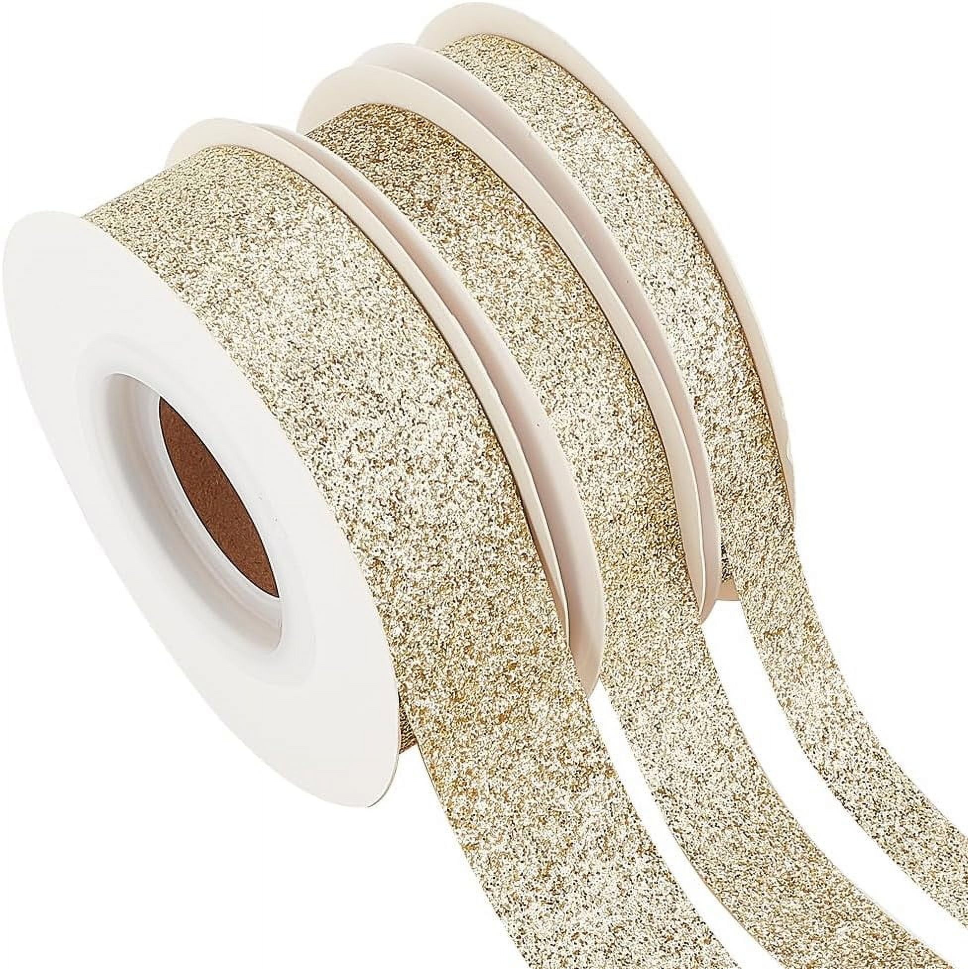 3 Rolls 3 Sizes Sparkle Wired Ribbons 10mm 14.5mm 22mm Single Faced ...