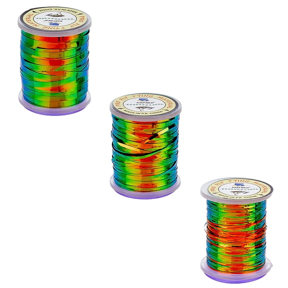 3 Rolls 3 Style Metalic High Quality Flat Tinsel Fly Tying Thread Sparkle Flash Tube Nymph Fly Tying Material for Finshing Lures Colorful diy