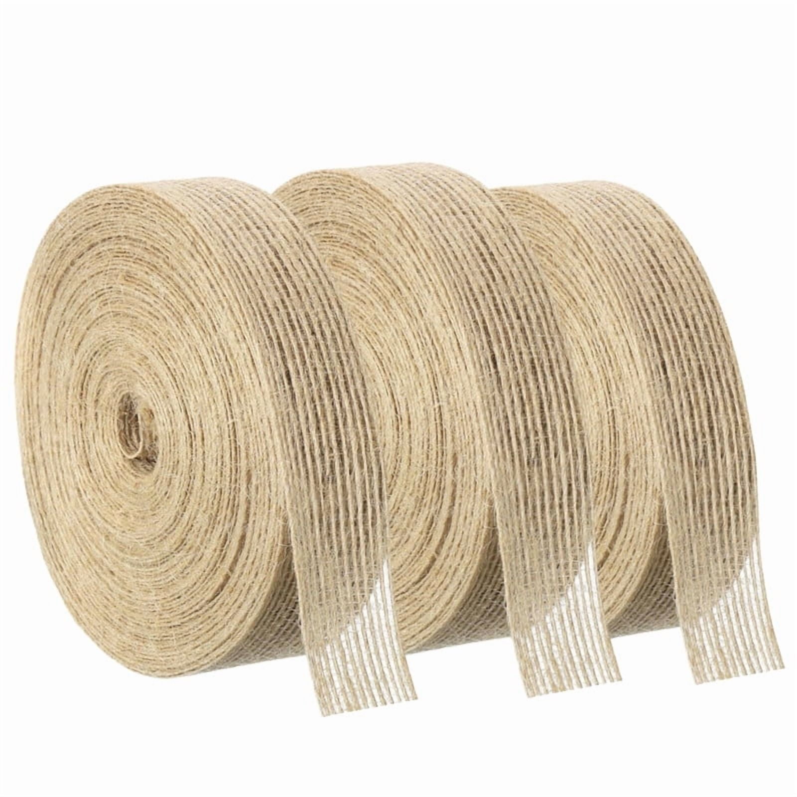 3 Rolls 32.8 Yard Natural Burlap Ribbons 0.78 inch Rustic Jute Ribbon ...