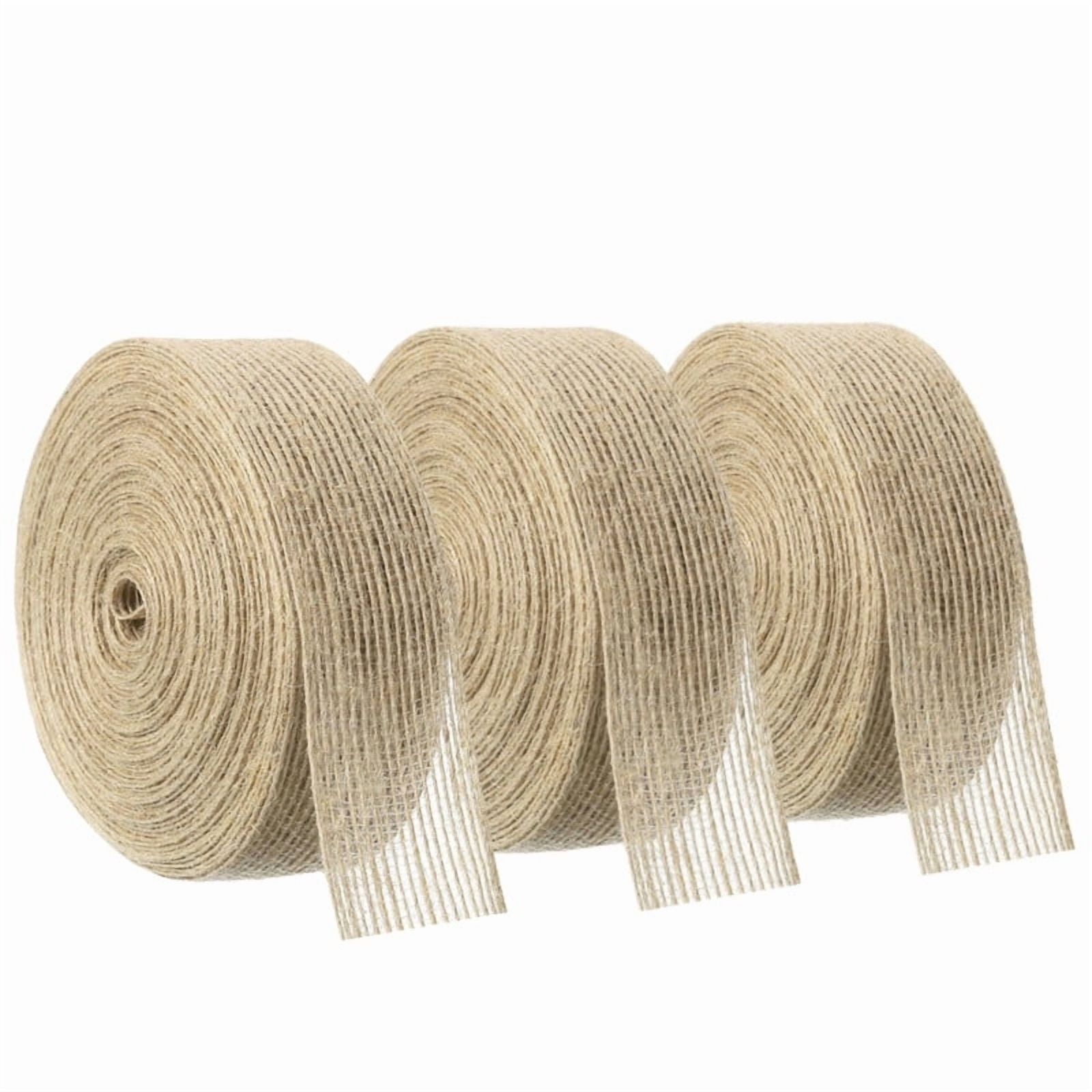 3 Rolls 32.8 Yard Natural Burlap Ribbons 1.18 inch Rustic Jute Ribbon ...