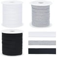 thumbnail image 1 of 3 Rolls 32.8 Yards Flat Replacement Polycotton Cords 3 Colors Flat Double Hollow Drawstring Rope with Plastic Spools for Garment Accessories Pants Sweater 12~15mm, 1 of 8