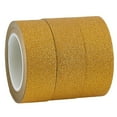 thumbnail image 1 of 3 Rolls 32.8 Yards x 0.6" Glitter Decorative Tapes Adhesive Crafting Washi Paper Tape Gold Foil Masking Tapes Stick for DIY Scrapbook Gifts Wrapping Car Furniture Graphic Arts Walls Decor Gold, 1 of 9