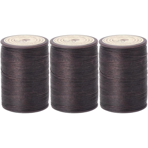 3 Rolls 327 Yards x 0.8mm Dark Brown Wax String Flat Waxed Thread Waxed Cords