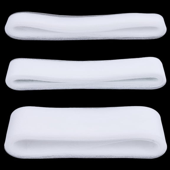 3 Rolls 75 Yards White Elastic Mesh Fabric Ribbon Polyester Trim Roll Netting Lace Knit Rolls Voile Solid Net Stretch Tulle Ribbons