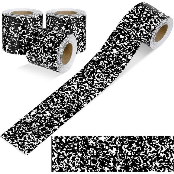 3 Rolls 98.4 ft Composition Bulletin Board Borders Straight Border Trims Black and White Composition Decorative Classroom Rolled Bulletin Border Trim for Back to School Blackboard Decor