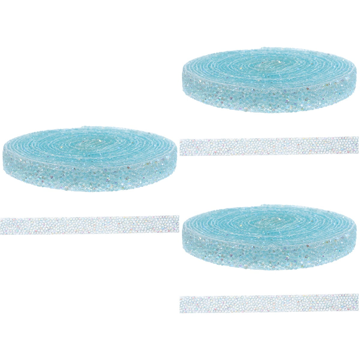 3 Rolls Sky Adhesive Rhinestone Tape, Drill Ribbon for Crafting, Decoration, Sparkling Embellishments