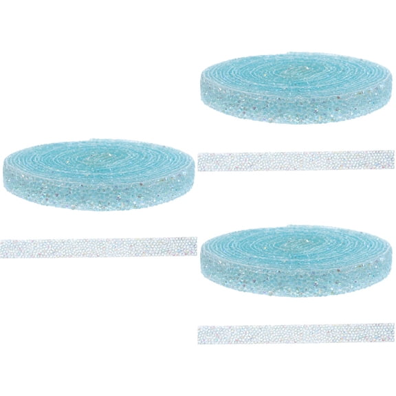 3 Rolls Sky Adhesive Rhinestone Tape, Drill Ribbon for Crafting, Decoration, Sparkling Embellishments for Crafts