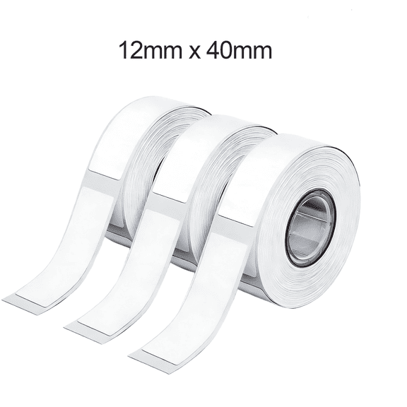 3 Rolls Adhesive Thermal Label Sticker,for D30 Q30 Q30S Q31 D35 D32 Label Maker Tape Refill, 0.47" x 1.57" (12mm x 40mm) 160 Labels/Roll, Black on White Self-Adhesive Thermal Paper,White