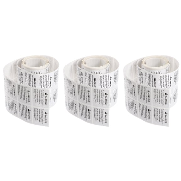 3 Rolls Adhesive Warning Sticker Choking Sign Waterproof Clear Tape White