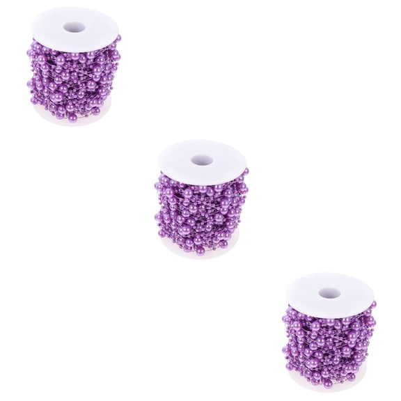 3 Rolls Beads Garland Bead Chain Pendant DIY Bead Ribbon Resin Crafts DIY Bead Chain Decoration Accessory