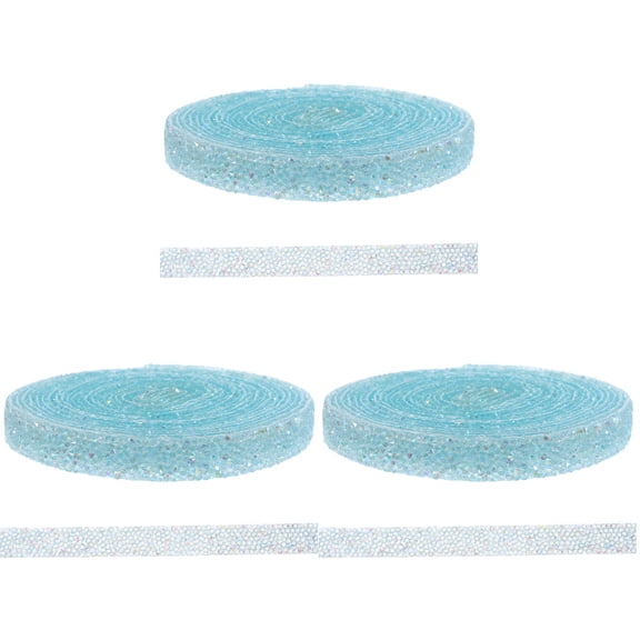 3 Rolls Sky Adhesive Rhinestone Tape, Drill Ribbon for Crafting, Decoration, Sparkling Embellishments for Crafts