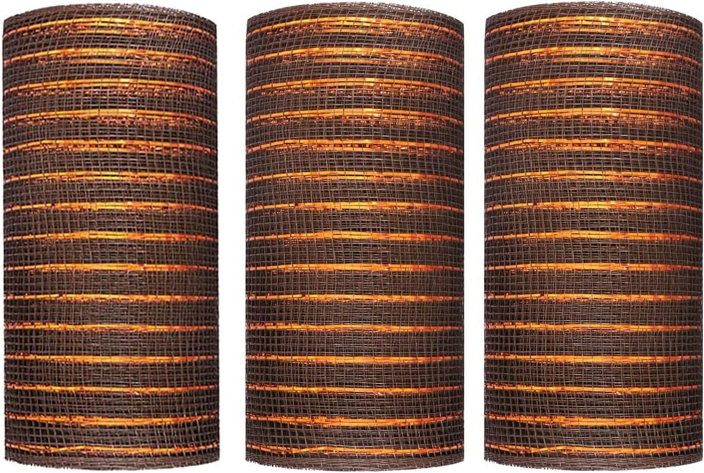Ring Ribbon Top 3 Rolls Brown Deco Mesh Ribbon for Fall Halloween Wreaths Decor ...