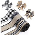 thumbnail image 1 of 3 Rolls Buffalo Plaid Ribbons 2.5 inch Width Burlap Ribbon Christmas Checked Burlap Ribbon，Black and White Checkered Ribbon for Crafts DIY Garland，Bows Crafts Decoration, Total Length 18 Yards, 1 of 7