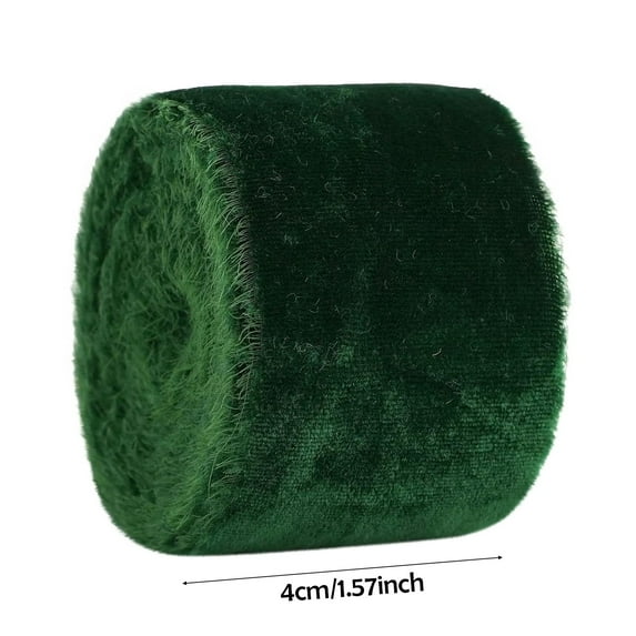 3 Rolls Christmas Green Velvet Ribbon, Handmade Vintage Ribbon, Frayed Vintage Christmas Ribbon for Christmas Tree, Gift Wrapping, Outdoor, Wreath, Garland, Bows Making, Flower Bouquet