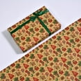 thumbnail image 1 of 3 Rolls Christmas Wrapping Paper for Kids with Cut Christmas Elements Print Brown Kraft Paper with Christmas Lights, Deer, Snowflakes,Snowmen(19.6"27.6", Sheet of 3), 1 of 7