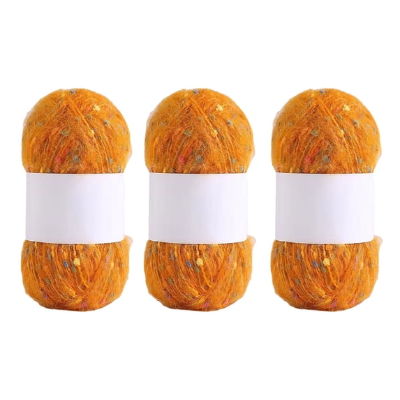 3 Rolls Comfortable Crochet Yarn Hand Knitting Yarn Soft Yarn Rainbow Color Dots Mohair Yarn for Hat Blanket Knitting