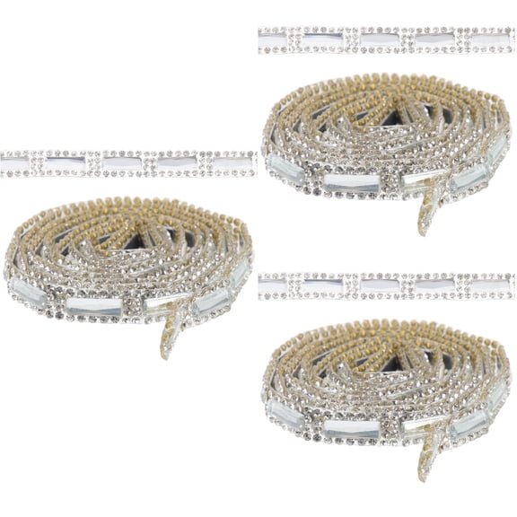 3 Rolls Delicate Costume Trim Rhinestone Chain Kit Lace Bride