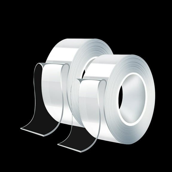 jQMUHLC 2 Rolls Double Sided Tape Heavy Duty,Nano Double Sided Adhesive Tape,Clear Mounting Tape Picture Hanging Adhesive Strip 1.18 IN x 10 FT