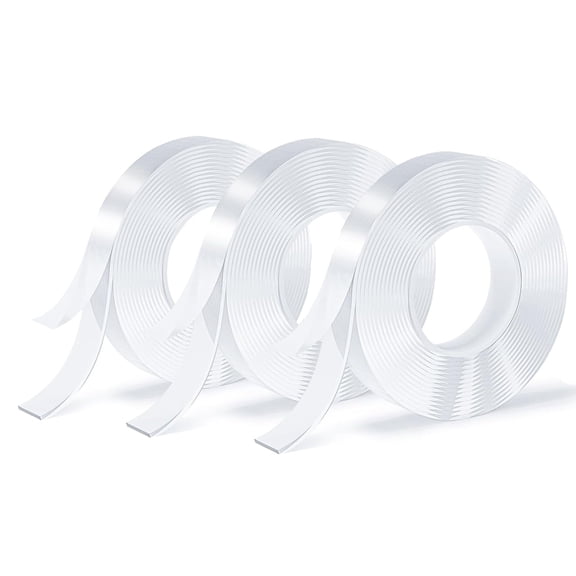 3 Rolls Double Sided Tape, Nano Tape, Transparent Adhesive Tape, Traceless Adhesive Tape, Removable, Washable, Reusable, Suitable for Carpets, Photo Walls, 9.8 Feet Per Roll