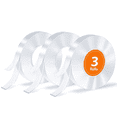 thumbnail image 1 of 3 Rolls Double Sided Tape, Nano Tape, Transparent Adhesive Tape, Traceless Adhesive Tape, Removable, Washable, Reusable, Suitable for Carpets, Photo Walls, 9.85 Feet Per Roll, 1 of 7
