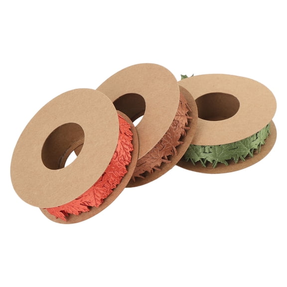 3 Rolls Fall Ribbons for Crafts Festive Autumn Gift Wrapping Bows, 7.87 x 2.76 x 0.79 Inches / 20.0 x 7.0 x 2.0 cm Maple Leaf Floral Decorative Trim for DIY Wreaths Thanksgiving Holiday Party Favors