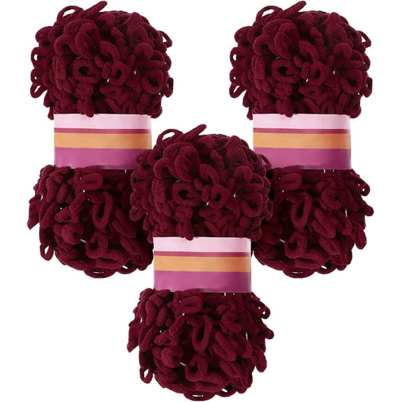 3 Rolls Finger Blanket Yarns Puffy Loop Yarn Soft Crochet Yarns Fluffy Finger Knitting Yarns Chunky Hand Woven Fluffy Yarns for DIY Knitting Crafts