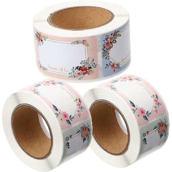 3 Rolls Floral Bottle Label Name Badge Labels Food Stickers Water Bottles Stickers Reminder Label Lunch Box Label Seasoning Stickers Flower Name Tags Blank Flower Name Stickers