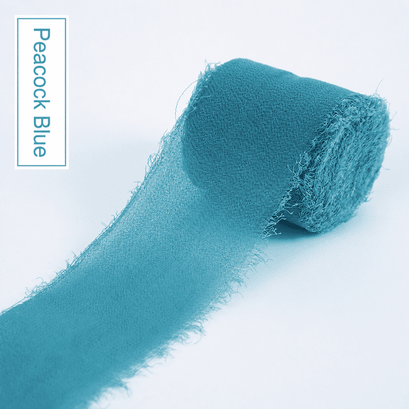 3 Rolls Frayed Edge Polyester Chiffon Ribbon, Each Roll 1.57 Inch x 5.47 Yards, Satin-Look Ribbon for Wedding Invitations, Bouquets, Gift Wrapping and DIY Crafts