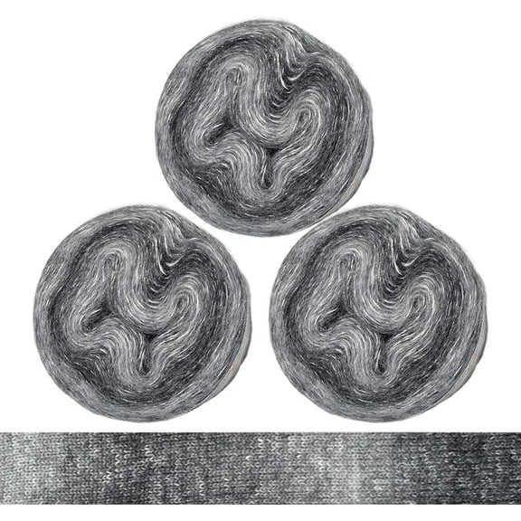 3 Rolls Gradient Color Cotton Cake Yarn, Medium-Fine Multicolor Rainbow Yarn for Knitting or Crocheting,150g 43% Polyester 40% Acrylic 17% Wool, Striping Ombre Air Yarn