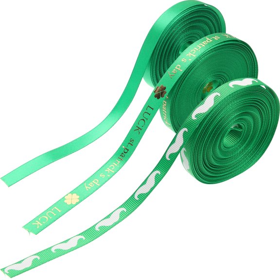 3 Rolls Greenery Ribbon for St. Patrick's Day Wrapping, Irish Party Decor, Craft Ribbon, Packing Twine, Holiday Celebration Supplies