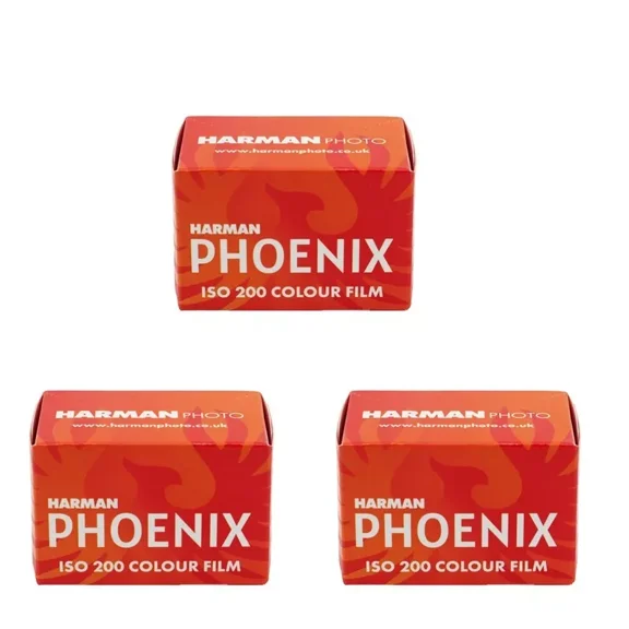 3 Rolls Harman Photo Phoenix 200 Color Negative Film, 36 Exposure
