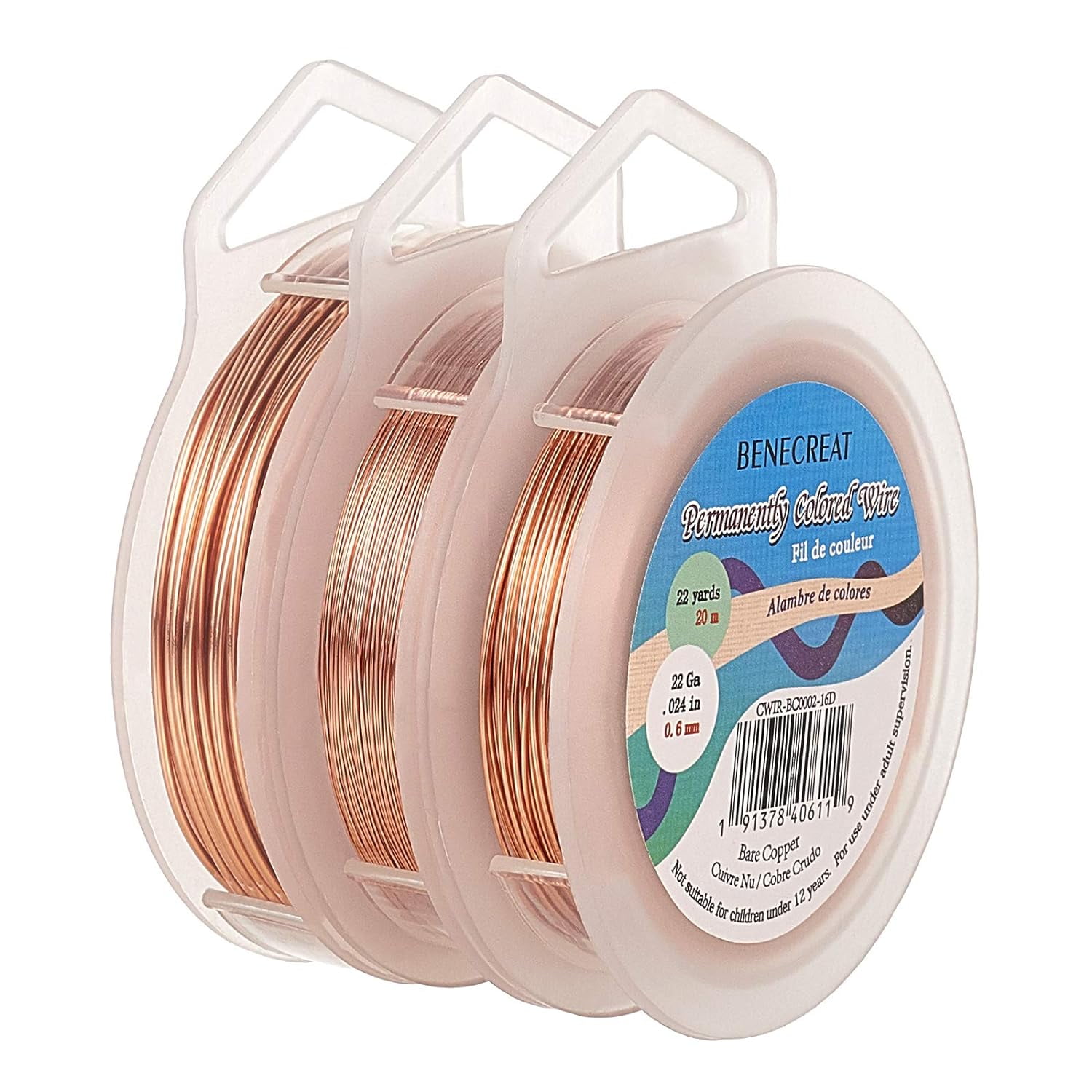 3 Rolls Jewelry Wire 18 Guage/22 Gauge/28 Gauge Resistant Copper Wire for Beading Wrapping Ring Making and Other Jewelry Crafts