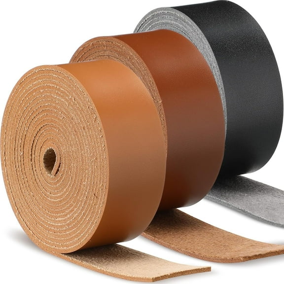 3 Rolls Leather Strap Leather Belt Strips Flat Leather Straps Single Sided Faux Leather Strips 2 mm Thickness 78.7 Inches Long for DIY Art Craft Projects (3 Color,1 Inch) 3 Color 1 Inch